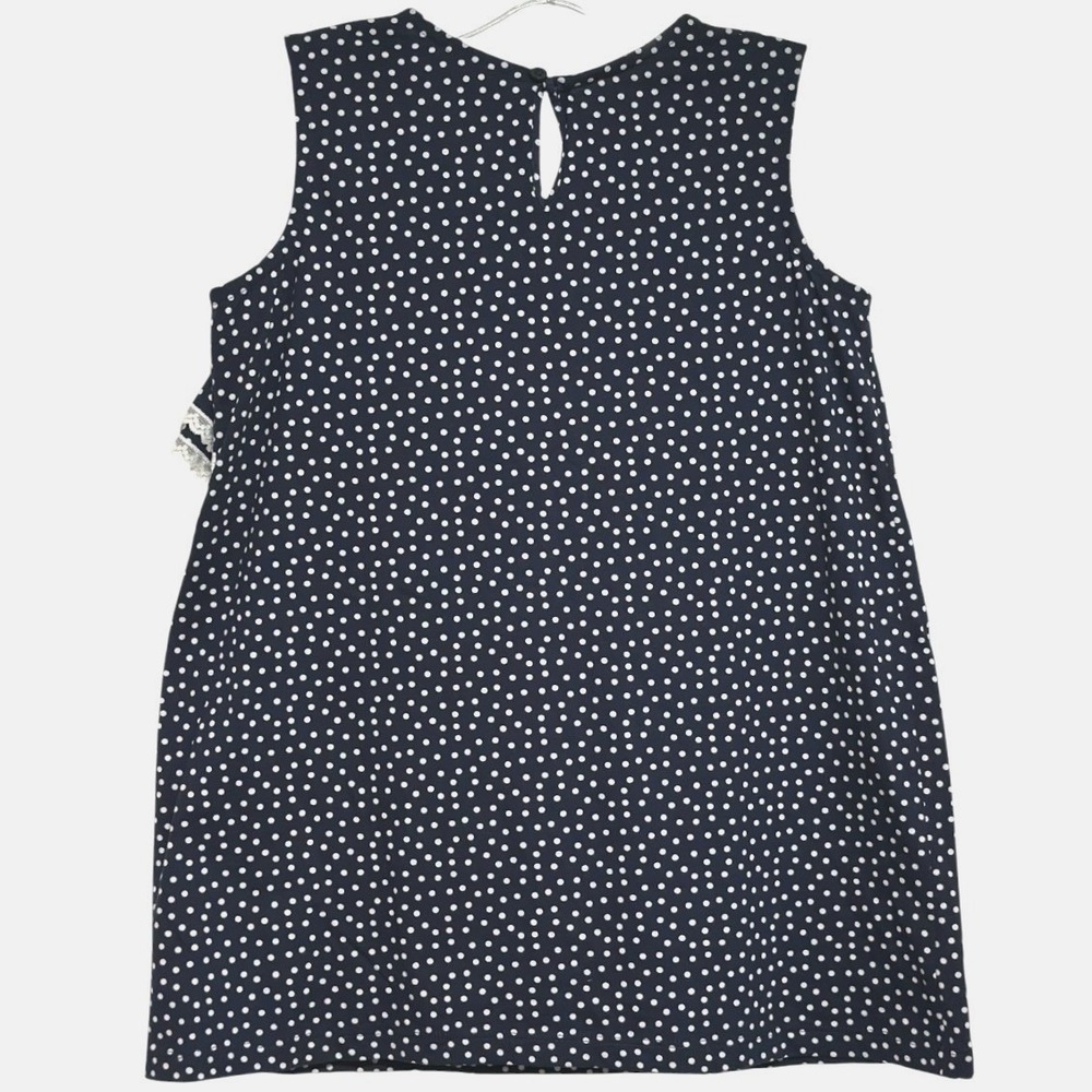 Hanna Andersson Polka Dot Top Kids Navy Blue Lace‎ Ruffle Nautical 160/14 - Picture 2 of 6